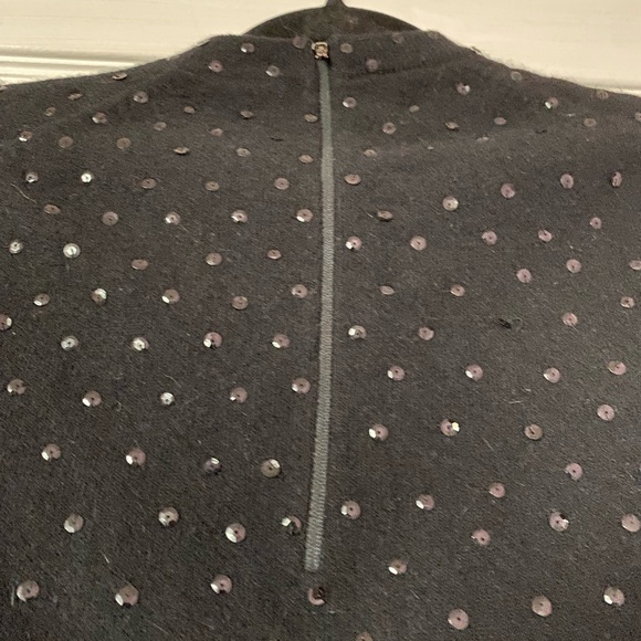 Vintage 1960’s Beaded Sequin Sweater Black Sleeveless Lambswool - Picture 4 of 8